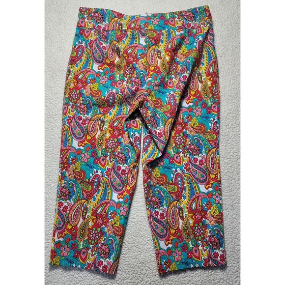 ATTYRE Woman Paisley Print Capris  60s Plus Size 18W Multi Color Stretch 7R35947 - Picture 4 of 8